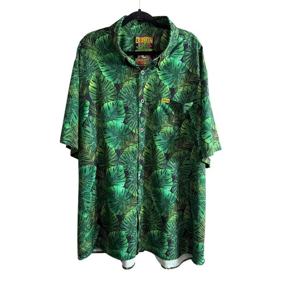 Dixxon Big Men's Monstera Mash Flannel Button Up Party Shirt Blue & Gray Size 4X - Picture 2 of 7